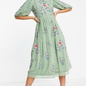 Floral Green Midi Dress